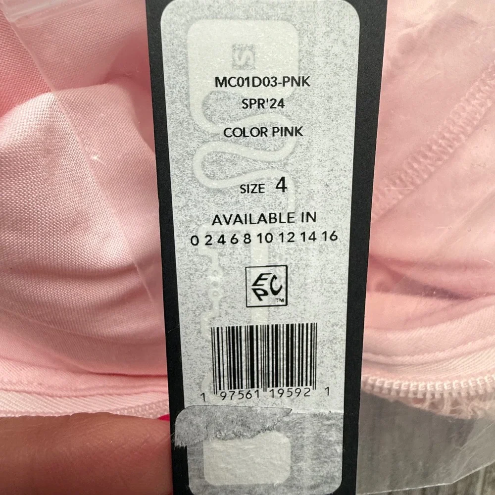 BCBG Max Azria Pink Lace Strapless Corset Sheer Midi Dress NWT‎ Size 4